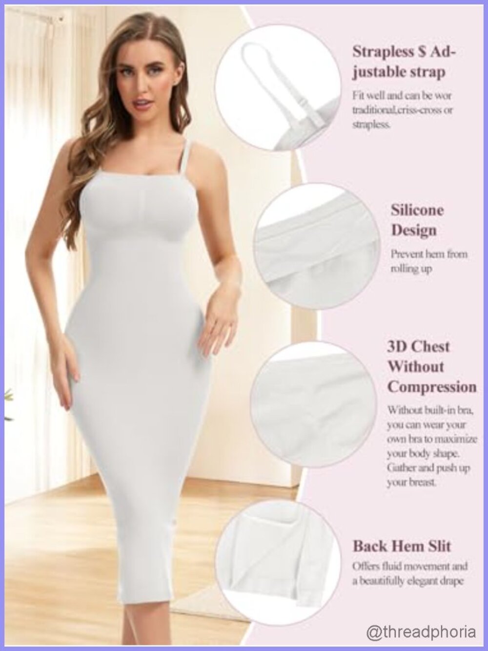 Strapless Shapewear Slip Detachable Straps Tummy Control Full Slip - Picture 3 of 6